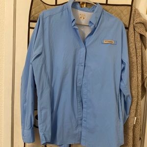 Columbia PFG snap button down shirt EUC size Xlg blue